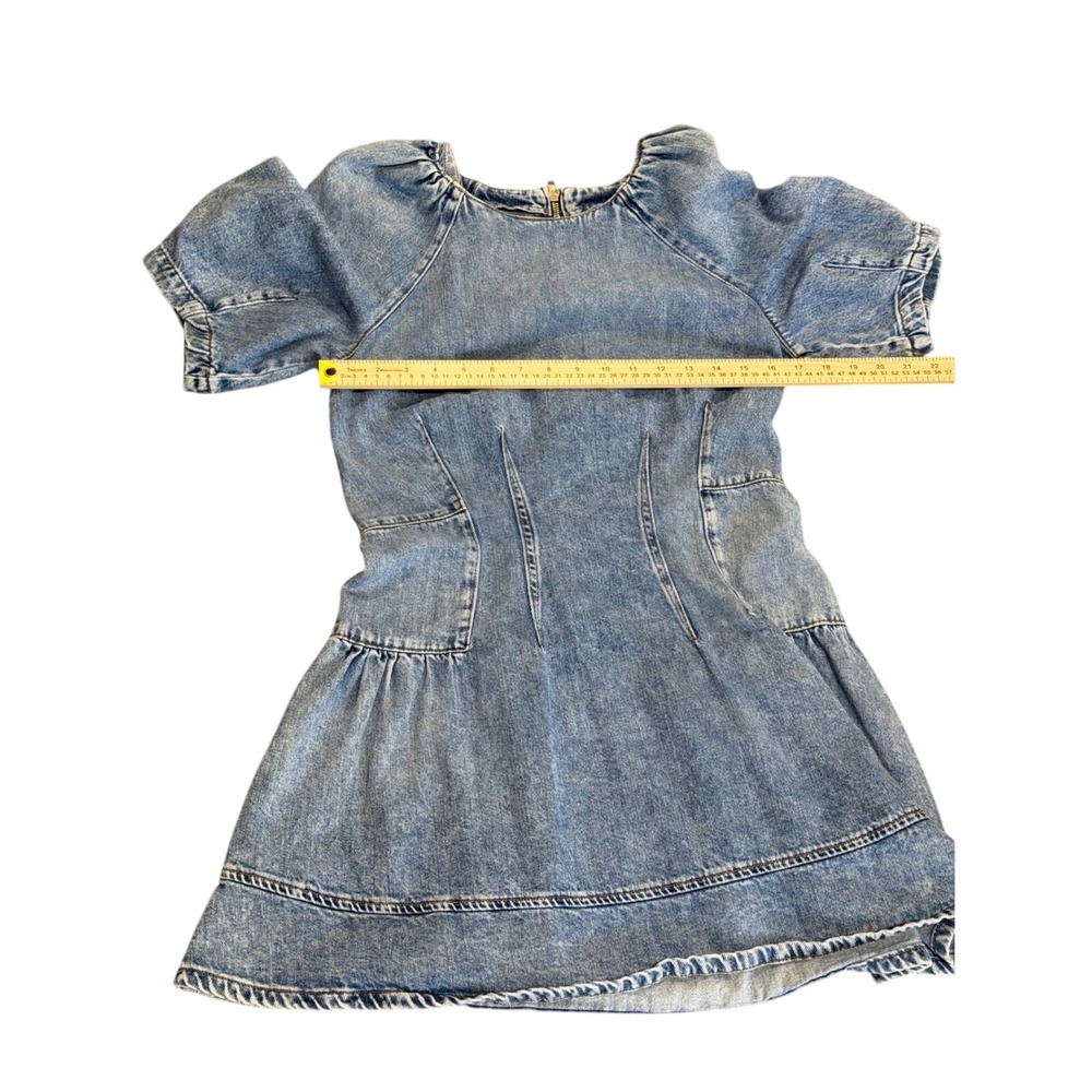 Jonathan Simkhai holland Denim Mini Dress Light Wash Puff Sleeve Organic  s‎ m - Picture 11 of 16